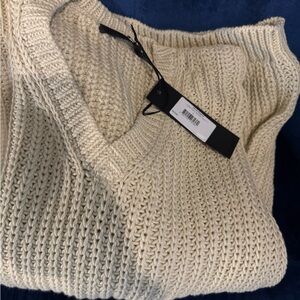 Jenni Kayne Cream Cotton Cabin V-Neck Sweater